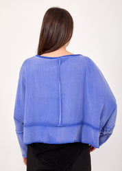 Blue wash cut long sleeve shirt