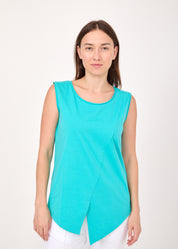 Turquoise top with diagonal stitching