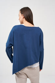 Dark blue terry French long sleeve bat shirt