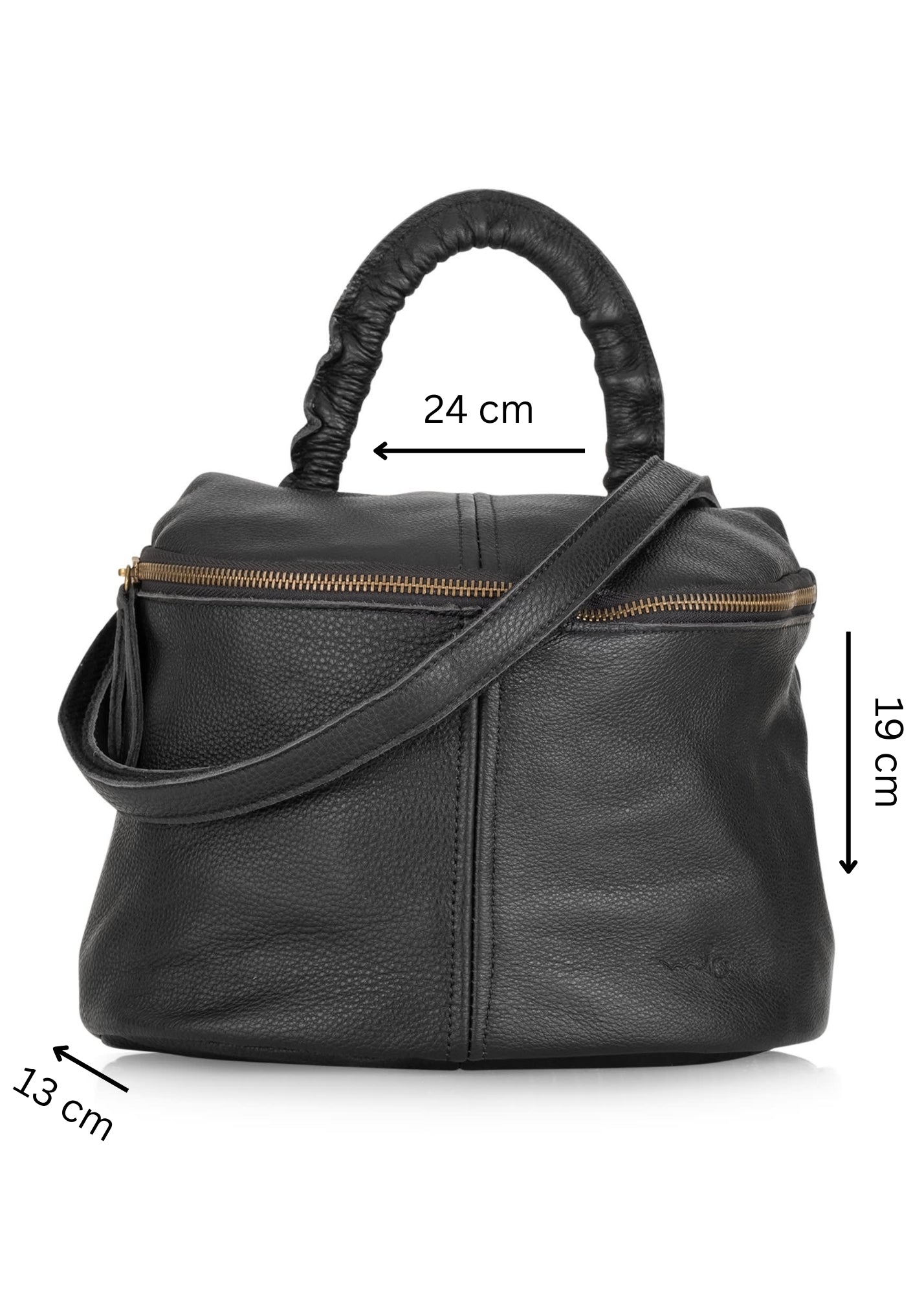 Small leather bag with a handle with black shrinks