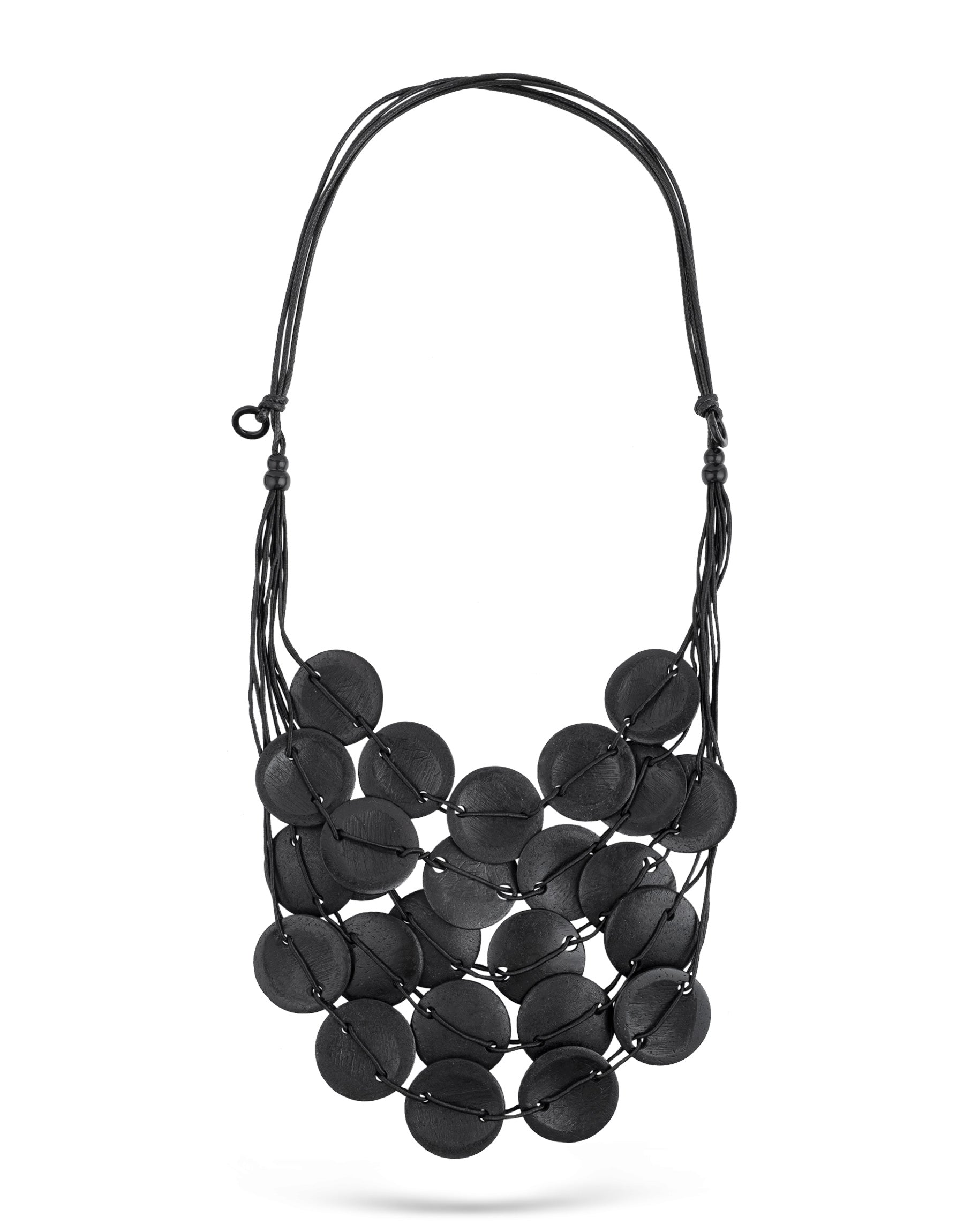 Handmade necklace with coconut circles painted black