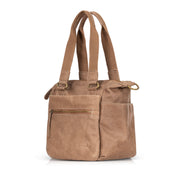 Stone multi-compartment leather bag