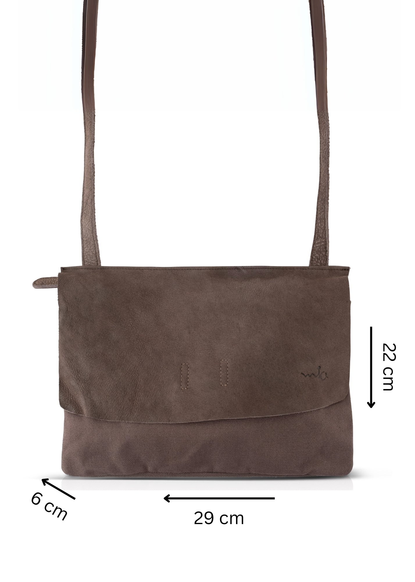 Medium square bag brown leather clafa canvas