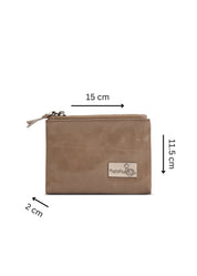 Small leather wallet with external zippers + brown magnet