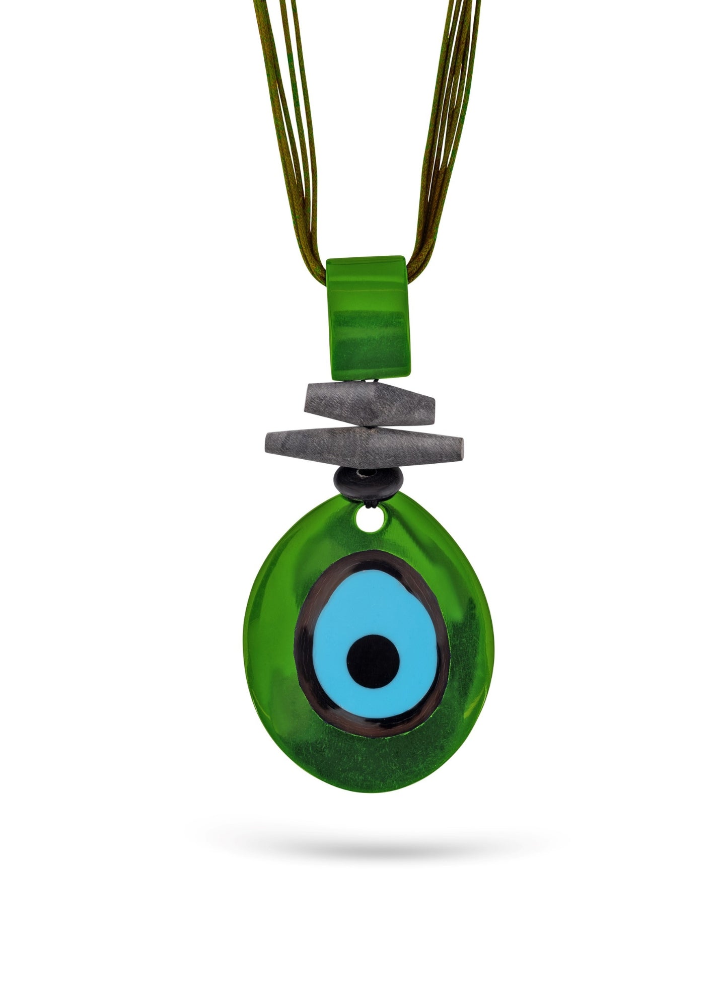 Green resin eye oval necklace