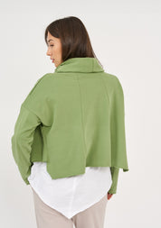 Short green wrap scarf top