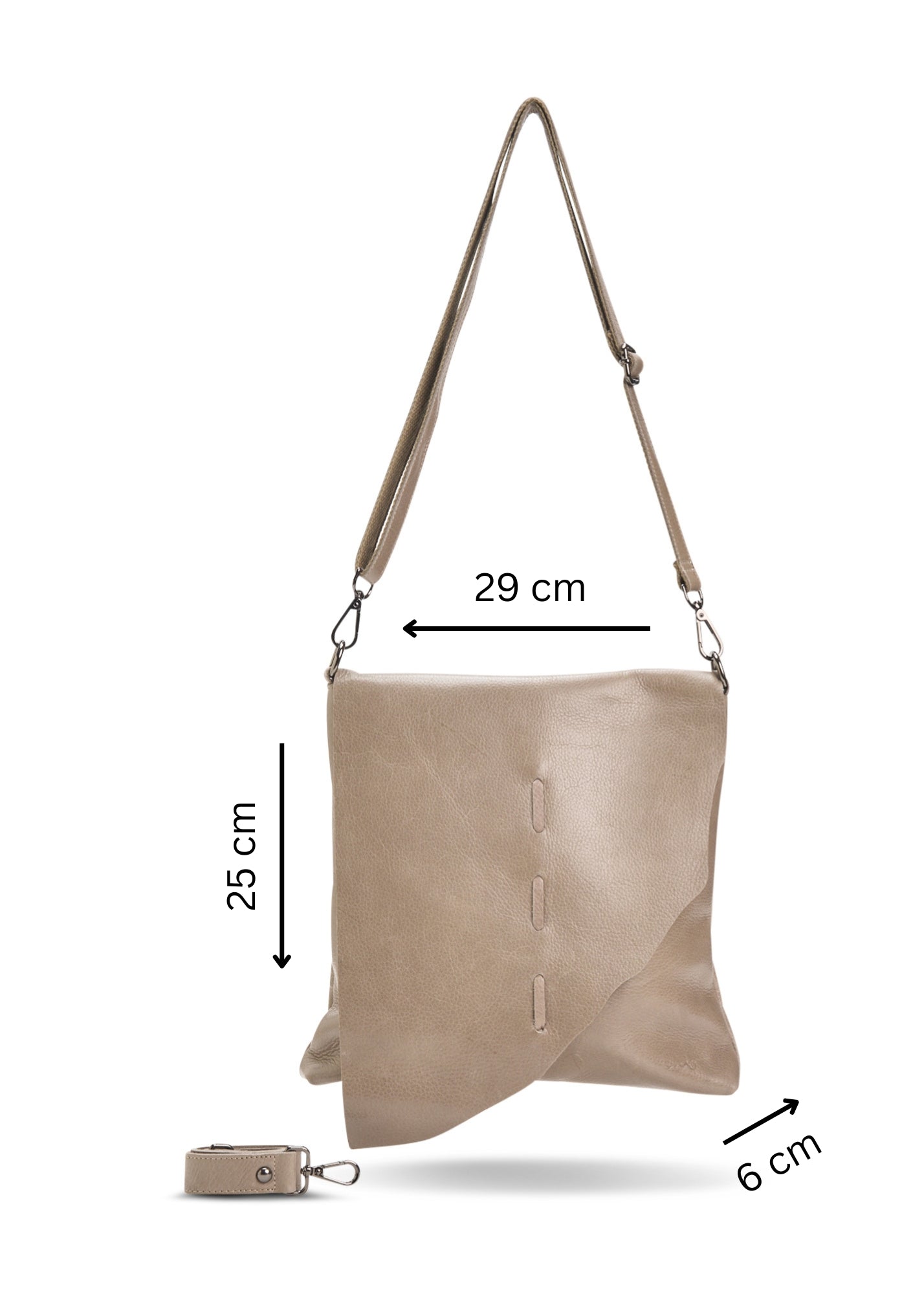 Beige cut asymmetric side leather bag