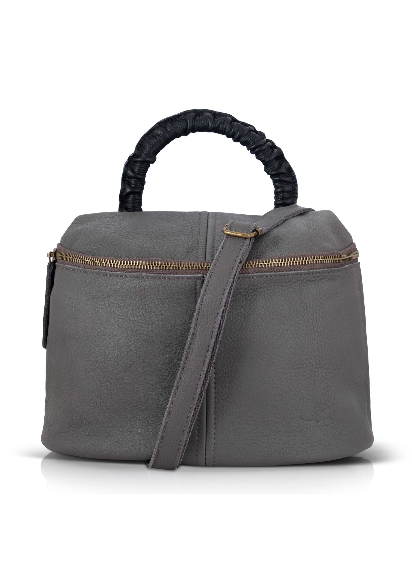 A small leather bag with a gray color combination