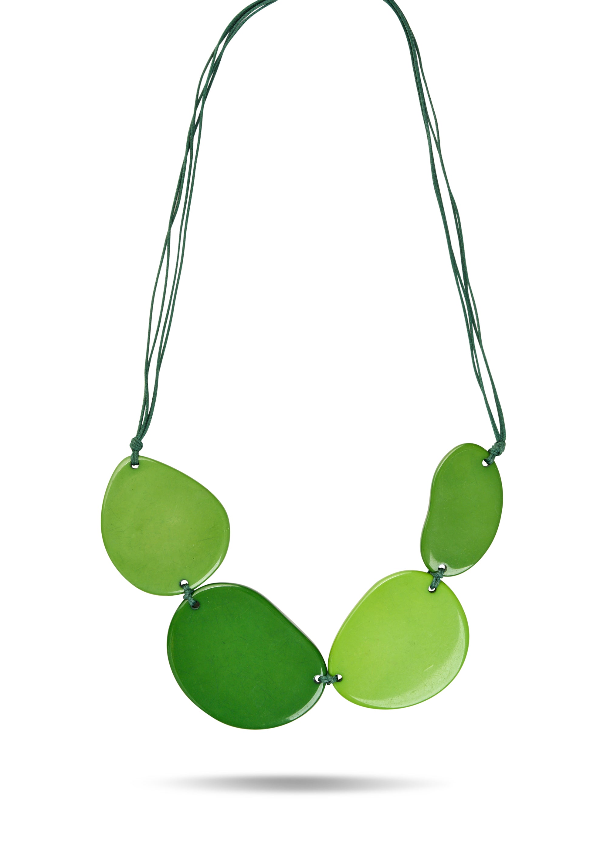 A chain of four green resin ovals