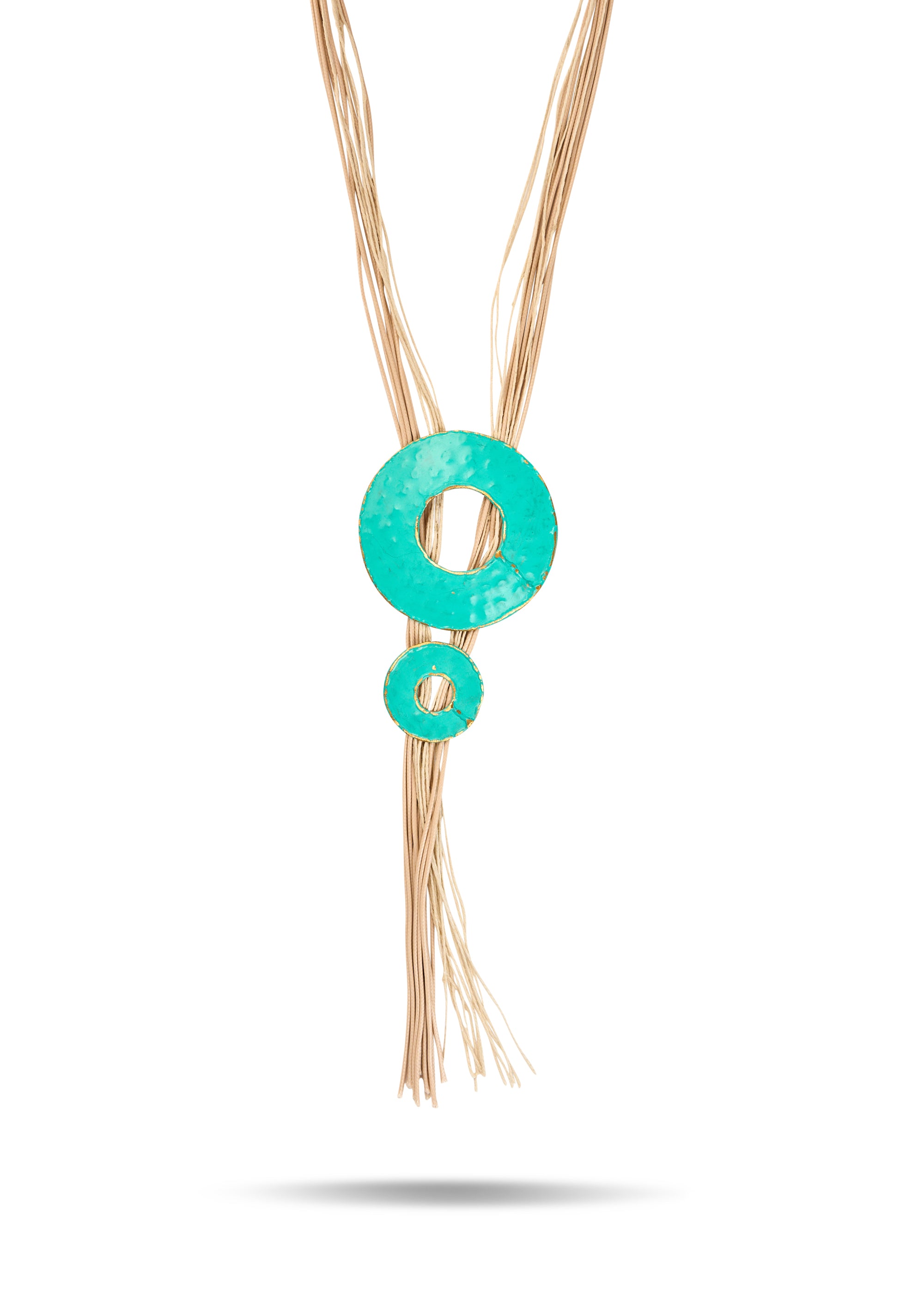 Natural thread necklace and turquoise ring