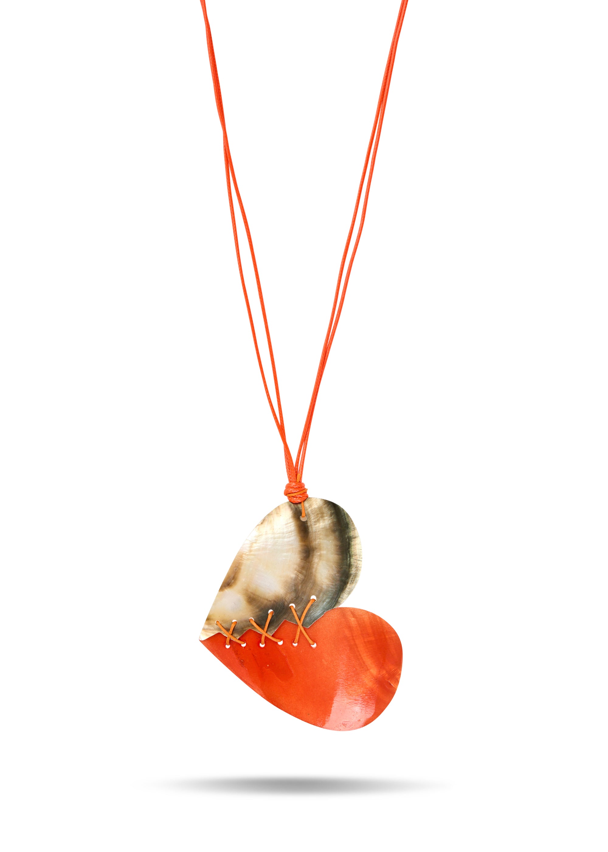 Orange seashell heart necklace