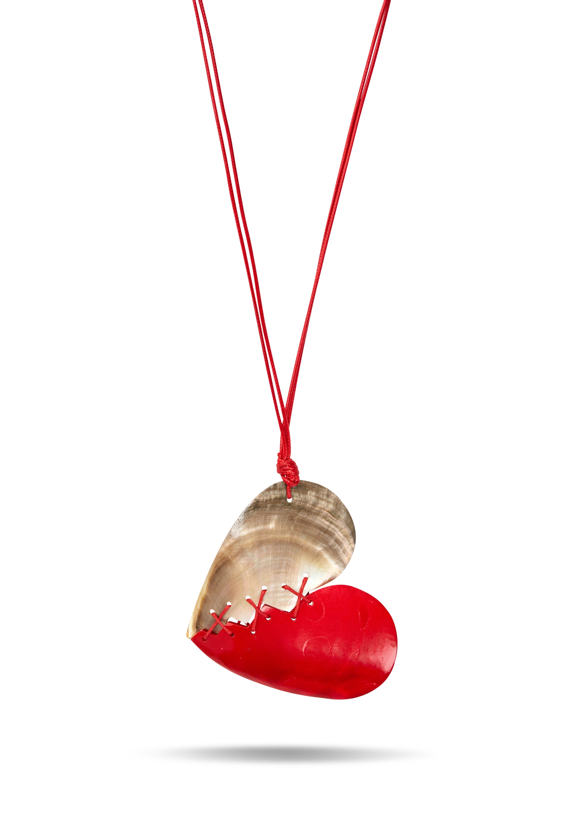 Red seashell heart necklace