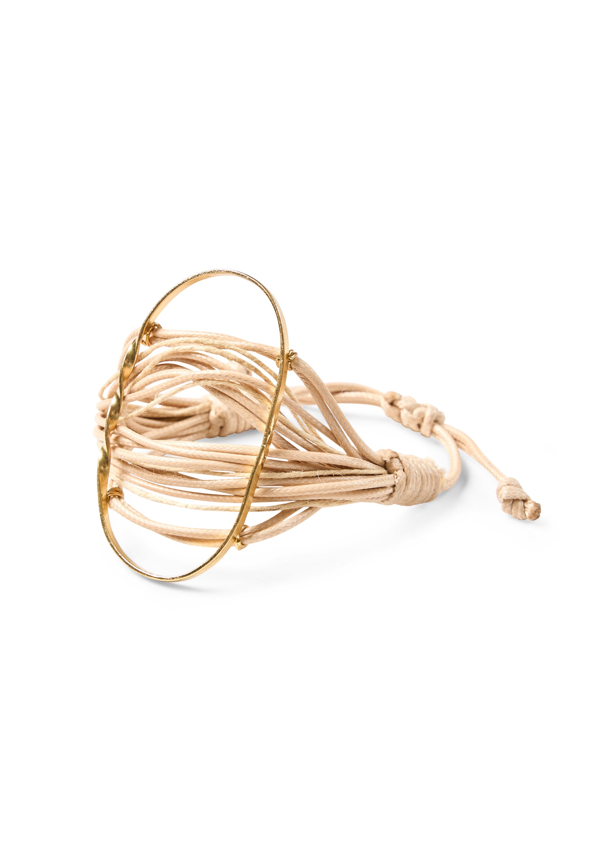 Natural thread bracelet beige elliptical ring