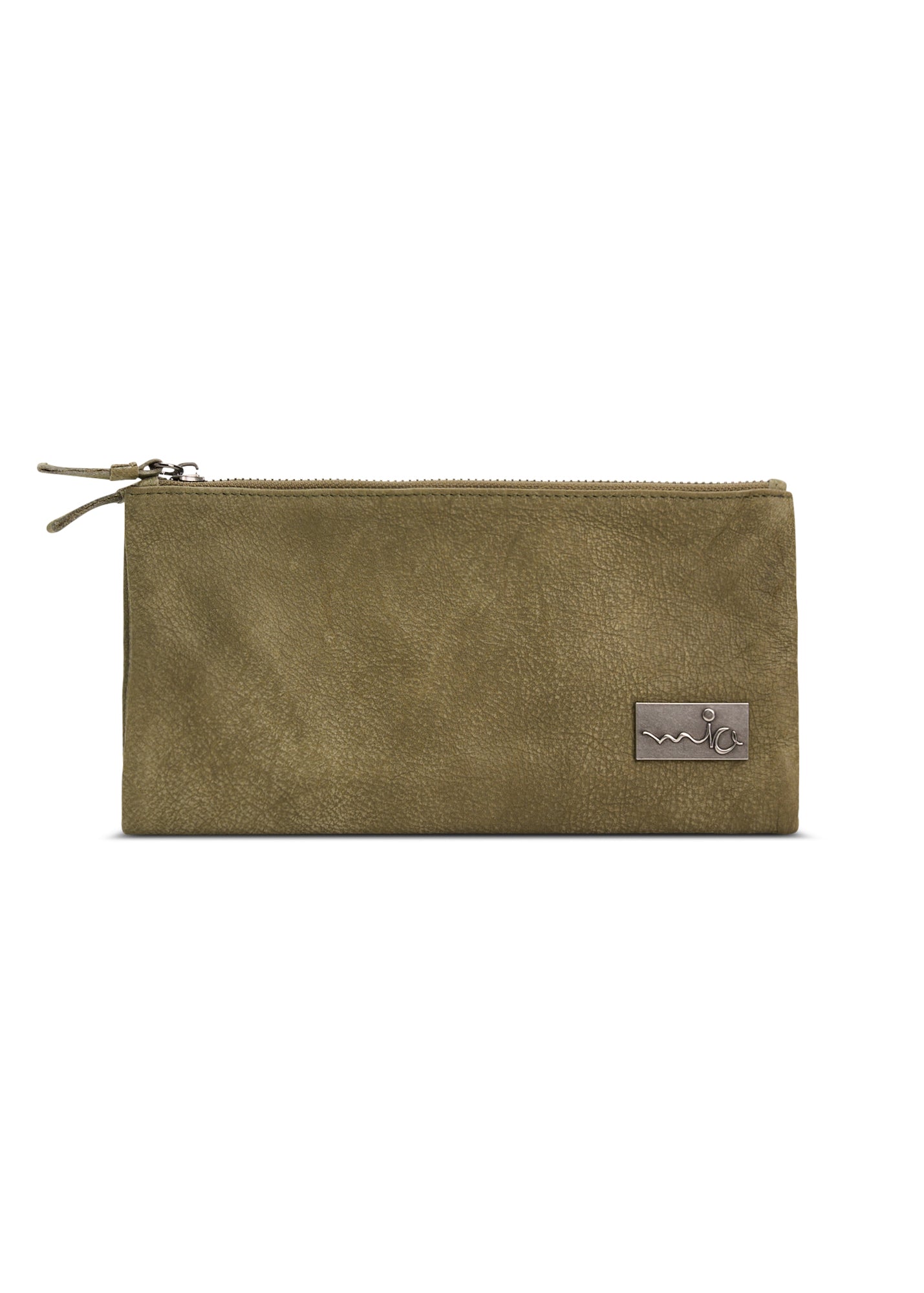 Large leather wallet with external zippers + green magnet