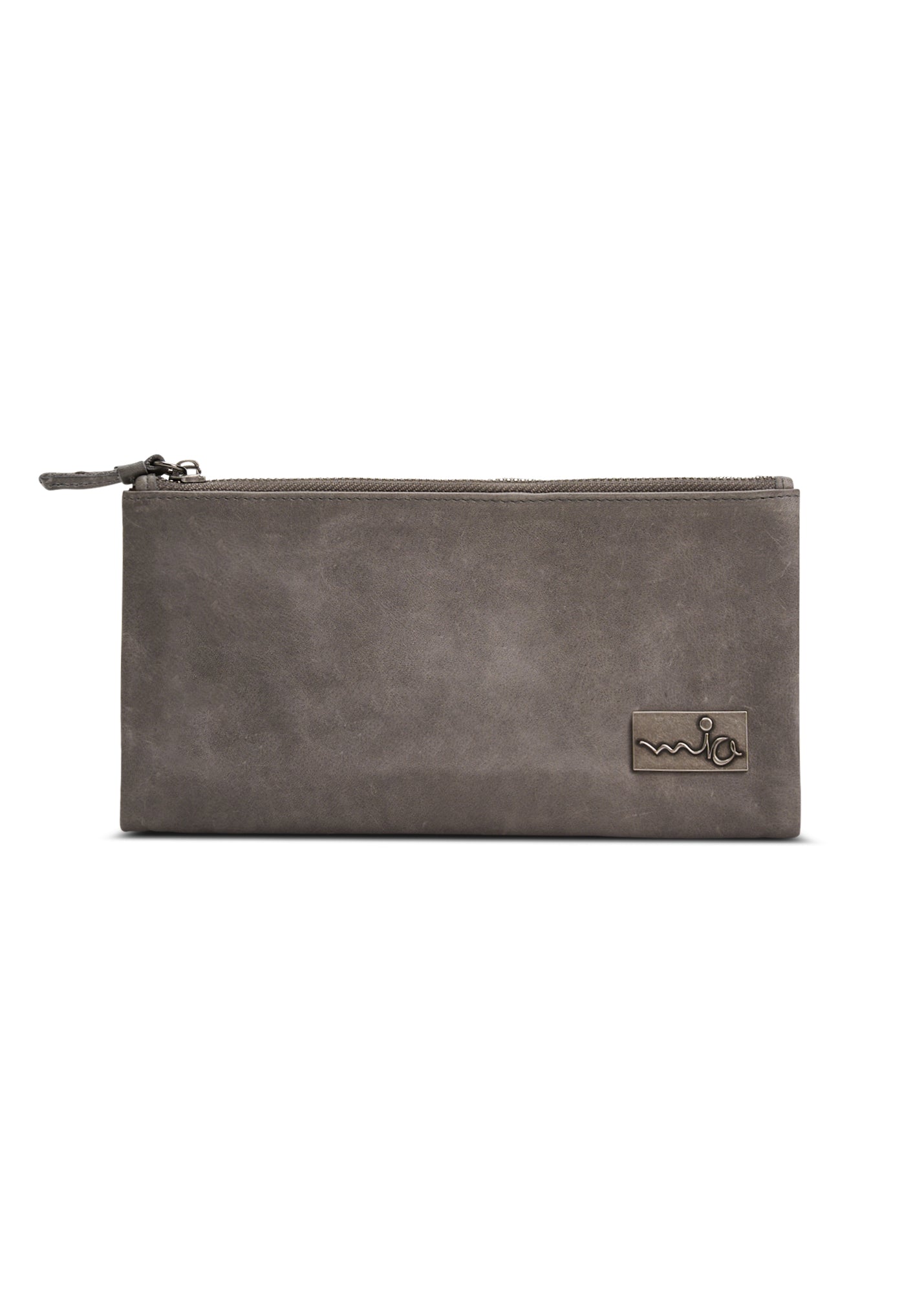 Large leather wallet, external zippers + gray magnet