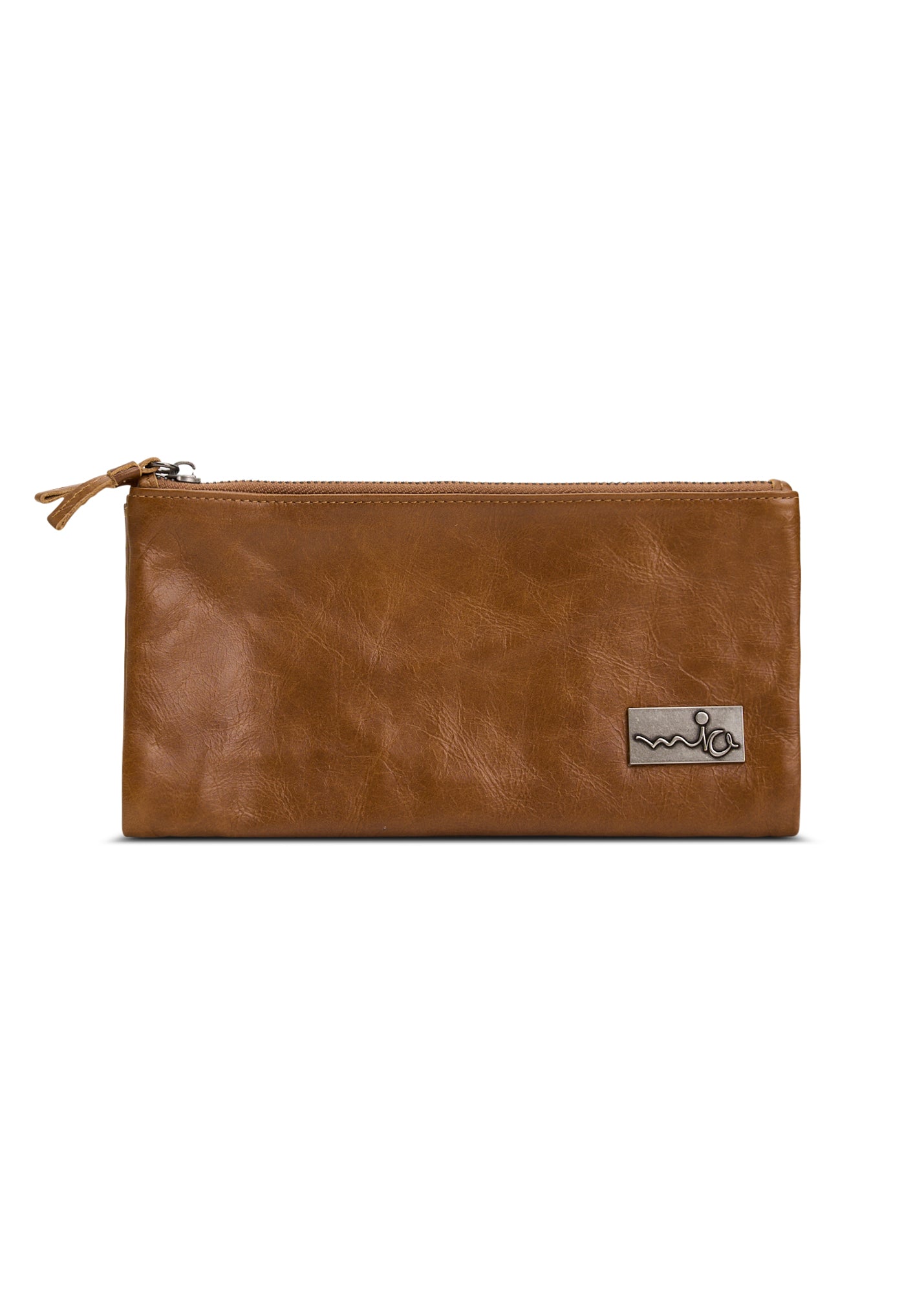 Large leather wallet with external zippers + brown magnet