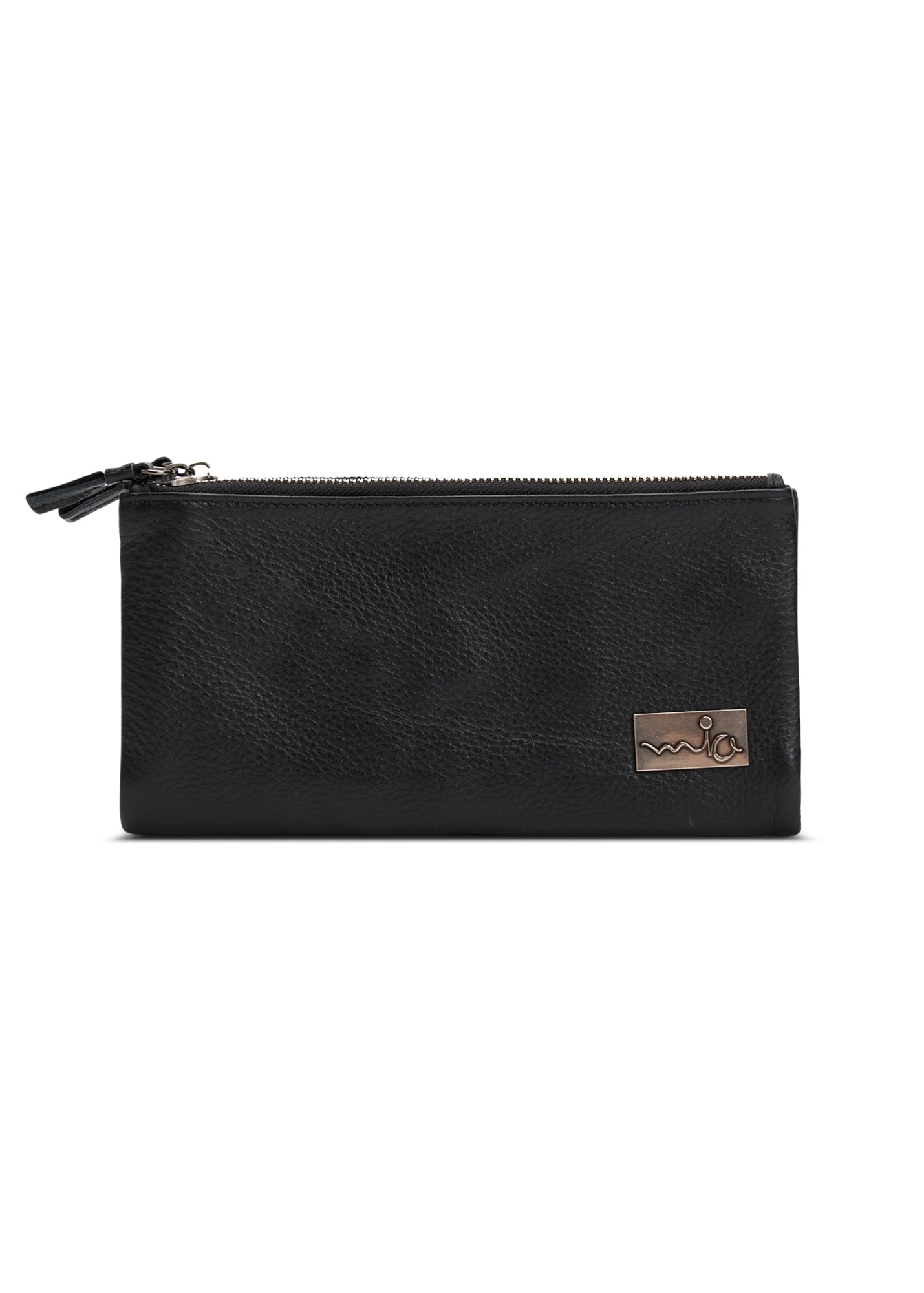 Large leather wallet, external zippers + black magnet