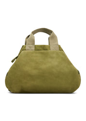 Green two color combination leather bag