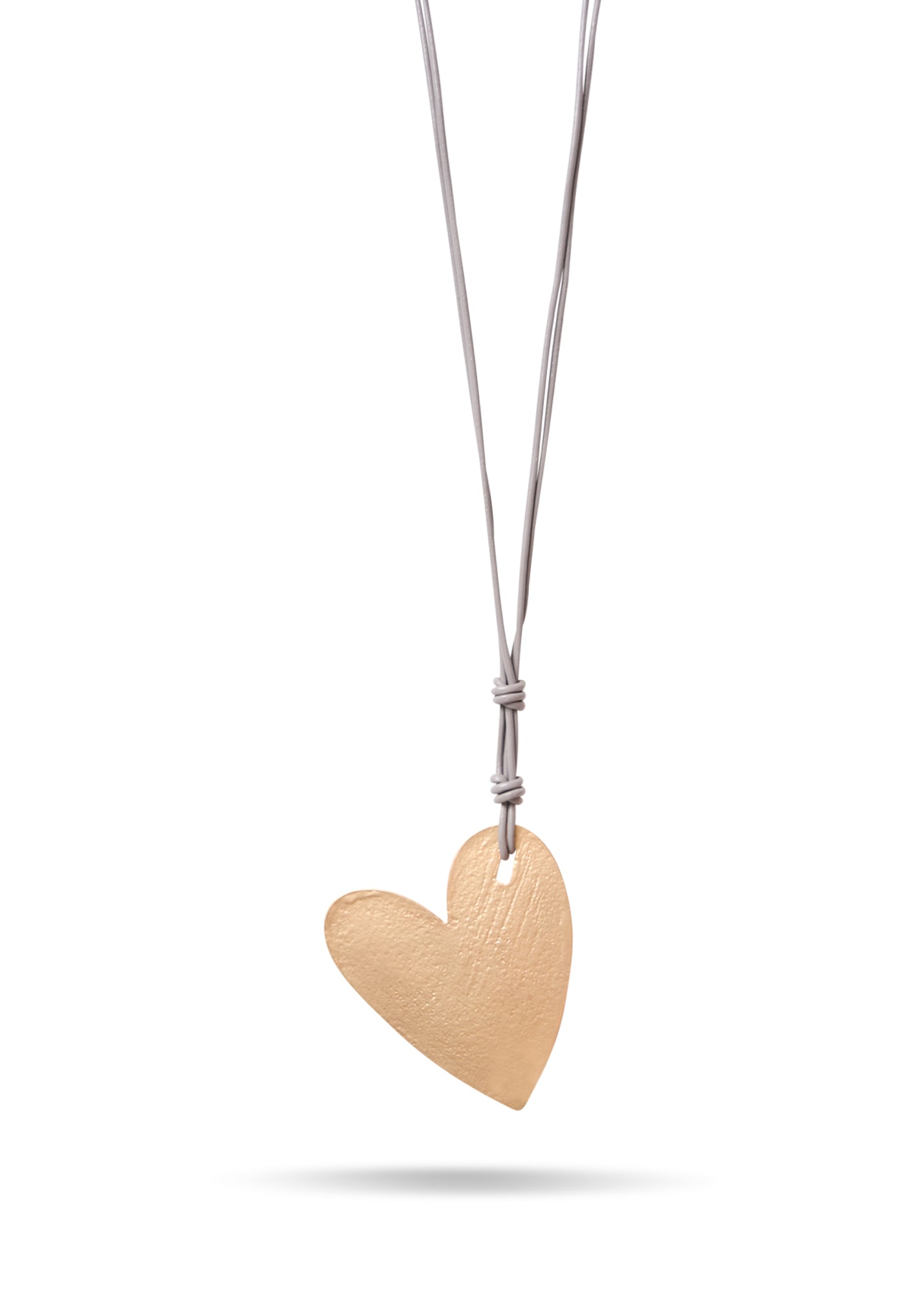 Beige heart pendant leather necklace