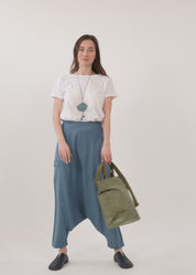 Half rubber baggy pants and side pockets Stone 