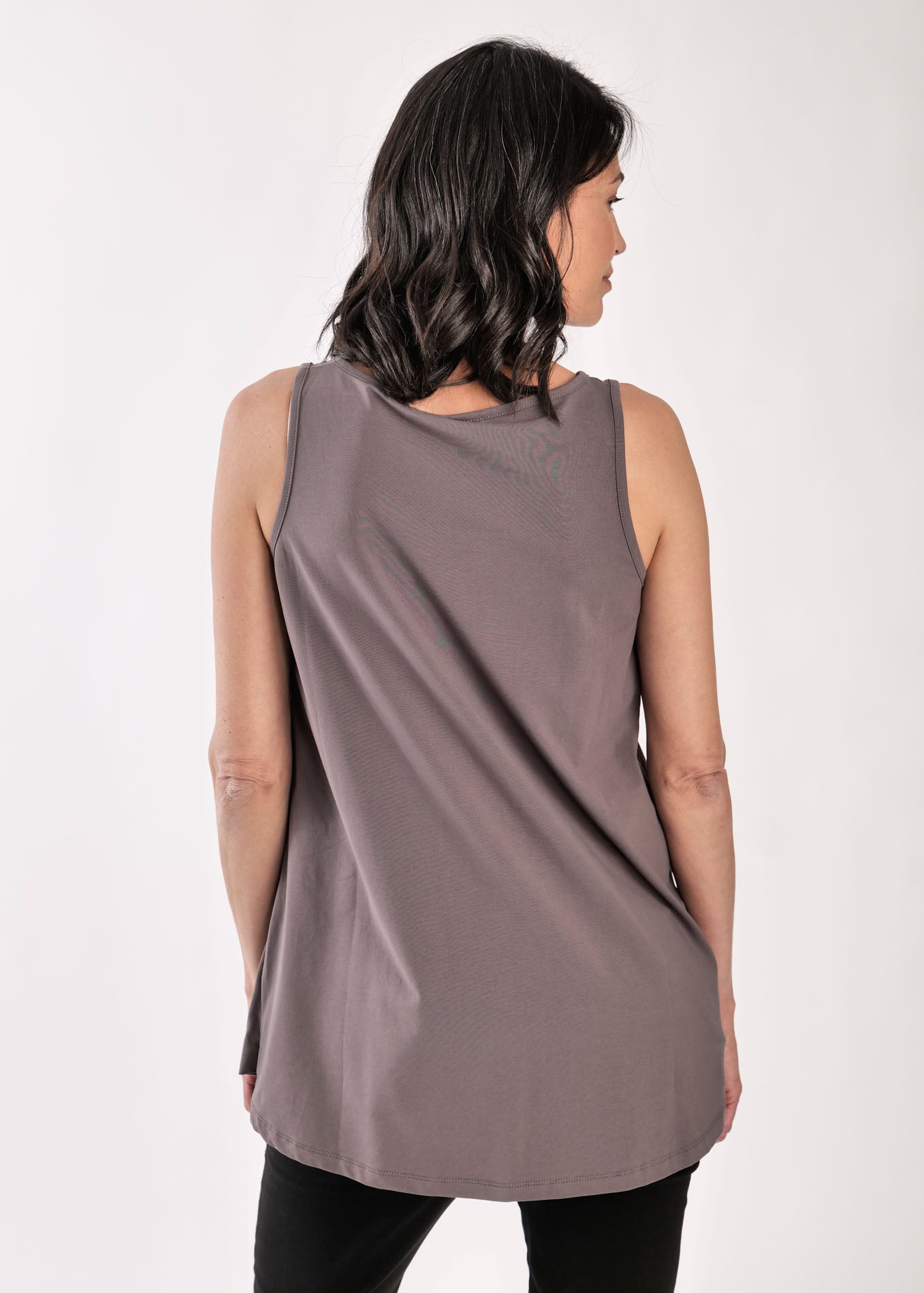 Dark gray hanging pocket tank top