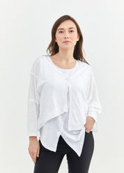 Asymmetric top with a white button