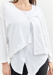 Asymmetric top with a white button