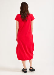 שמלה עם חתכים אלכסוניים אדום
