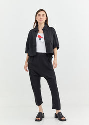 Black baggy pants with two pleats in front