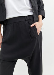 Black baggy pants with two pleats in front