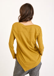 T-shirt with side down long sleeve mustard